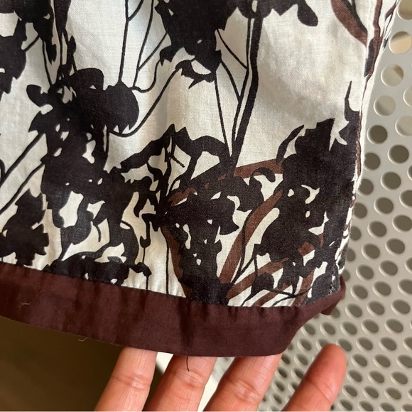 Lucca 100% cotton Vee Neck Abstract Print Floral Dress Size Small Brown White - Picture 7 of 11